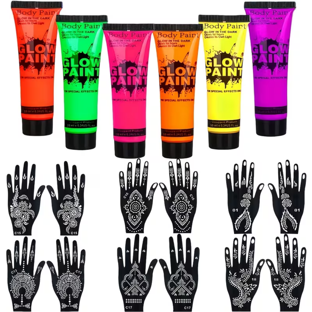 Soccer Ball UV Glow Body Paint Set