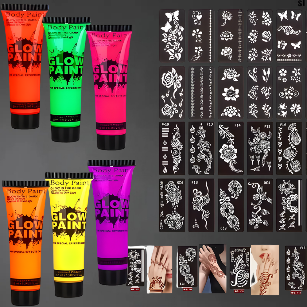 Soccer Ball UV Glow Body Paint Set