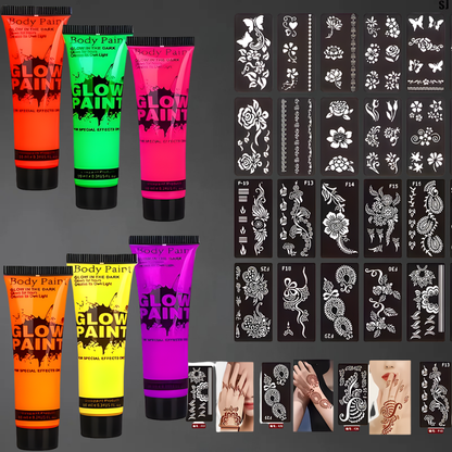 Soccer Ball UV Glow Body Paint Set