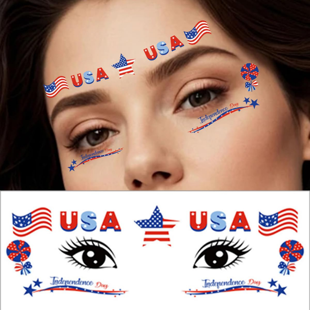 World Cup Face Paint Stickers Waterproof USA
