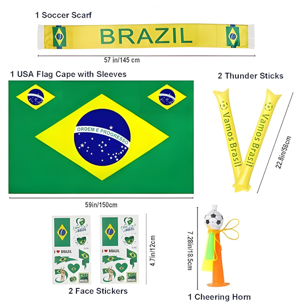 Soccer Fan Kit Brazil Flag Party Set