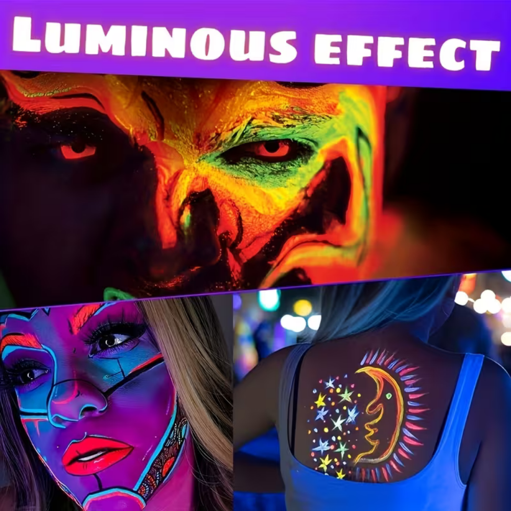 Glow Dark UV Body Paint Set Parties