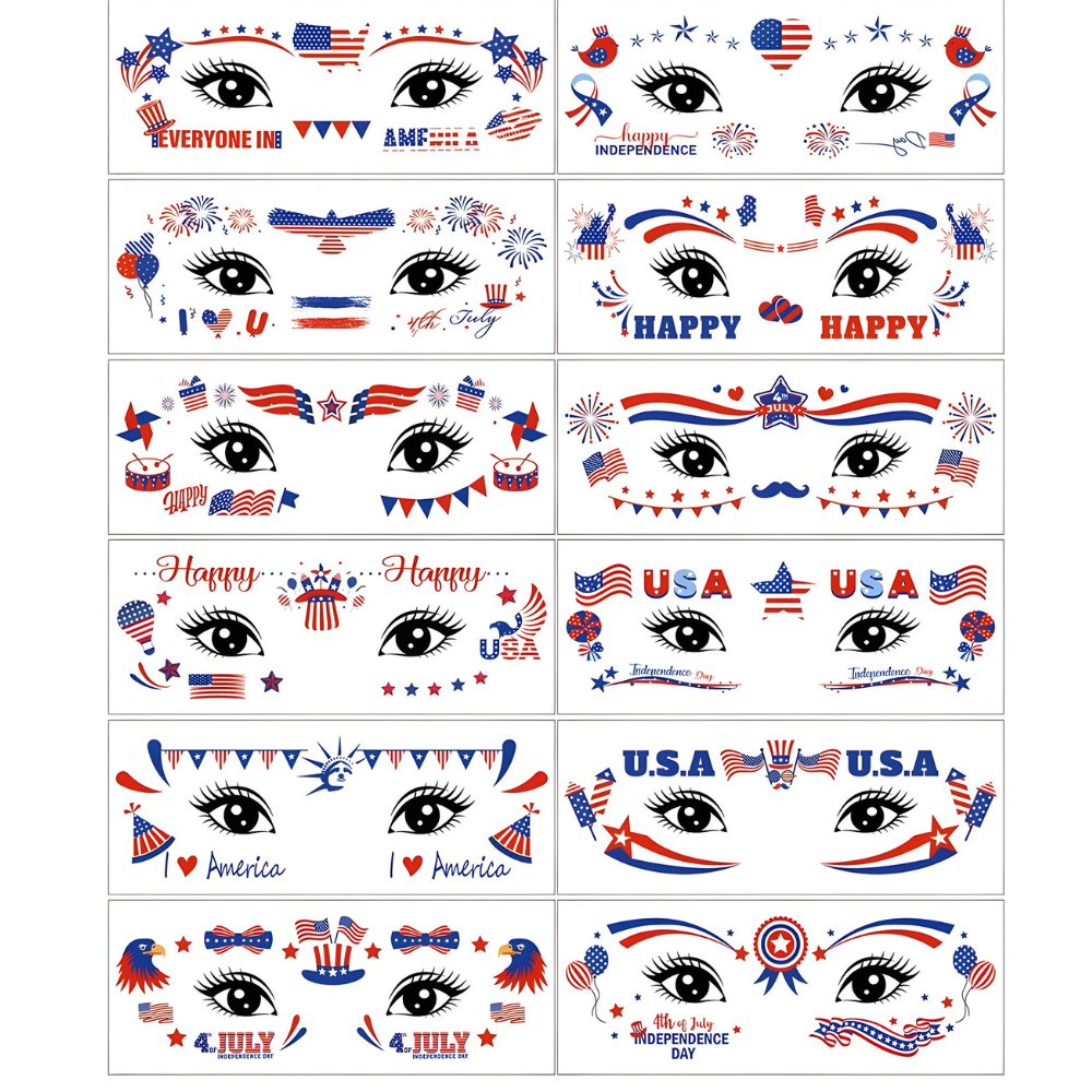 World Cup Face Paint Stickers Waterproof USA