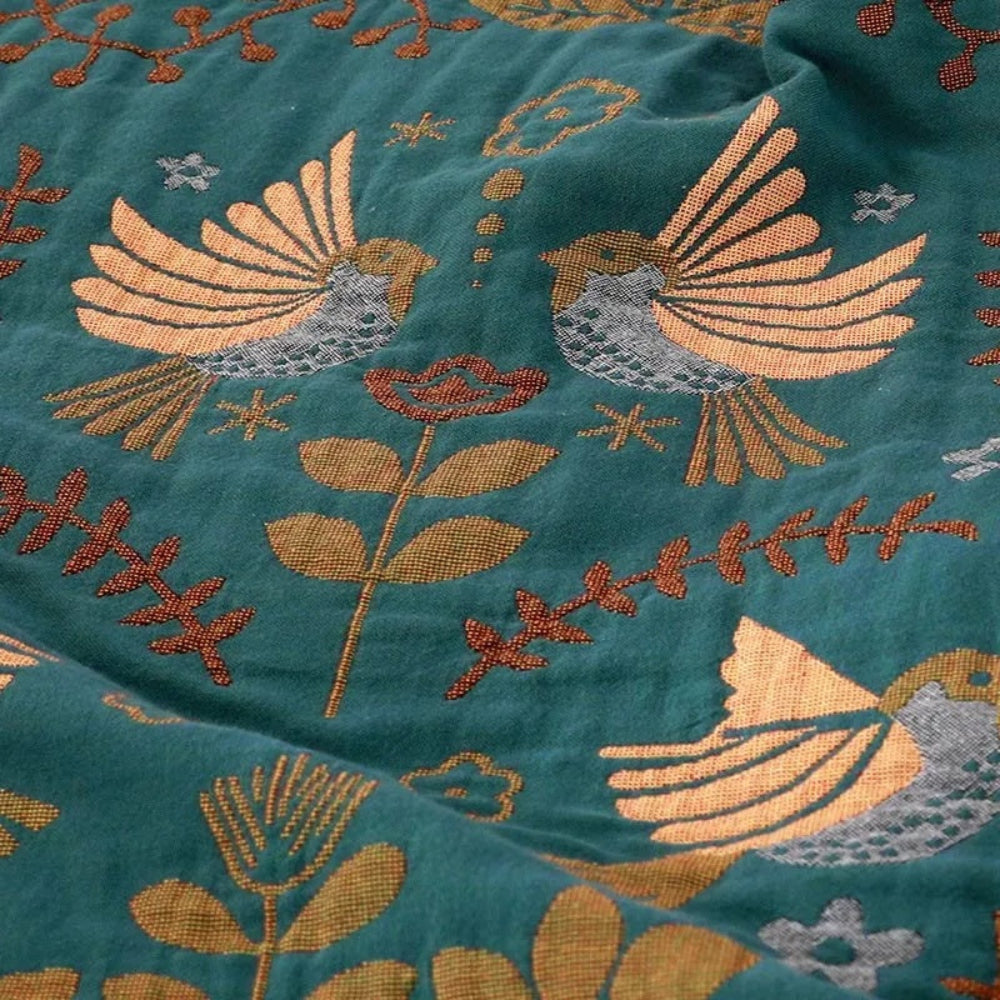 Blanket Throw Scandinavian Bird Reversible