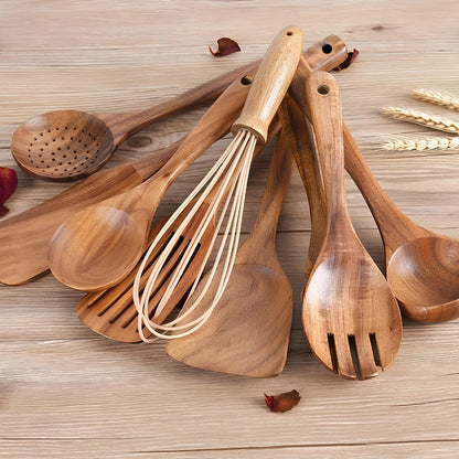 Natural Wood Kitchen Tool Set Cooking