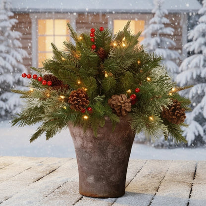 LED Evergreen Urn Filler Festive Holiday