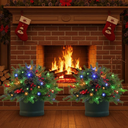 LED Evergreen Urn Filler Festive Holiday