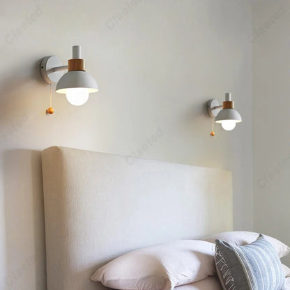 Nordic Wood Accent Wall Lamp Minimalist Pull