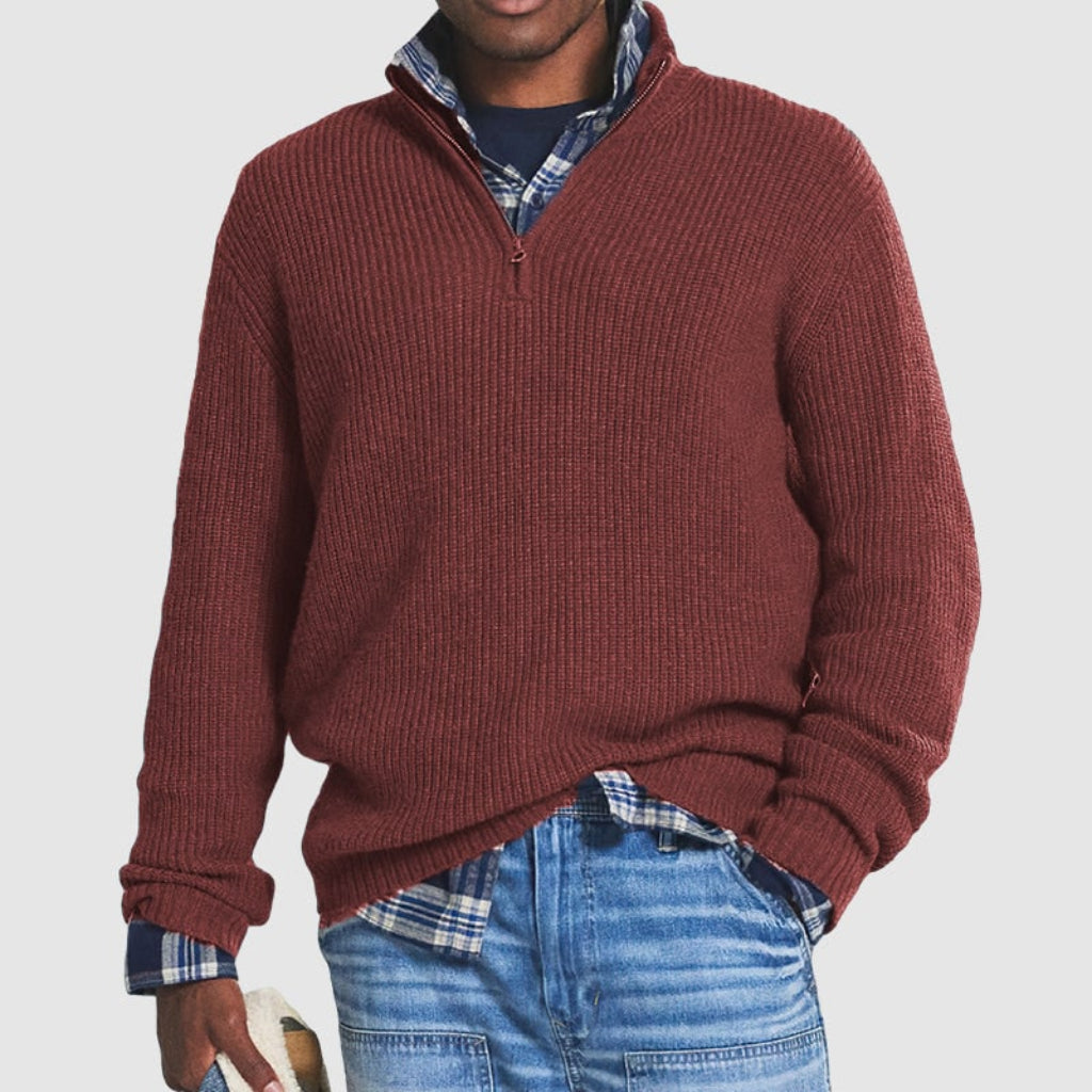 Mens Crew Neck Zipper Sweater Modern Design