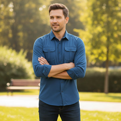 Mens Dress Shirt Button Up Casual Buttoned