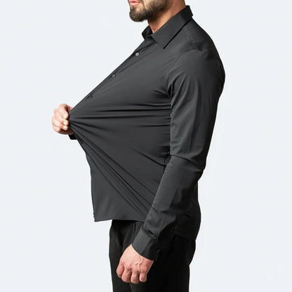 Mens Dress Shirt Stretch Fit Long Sleeve