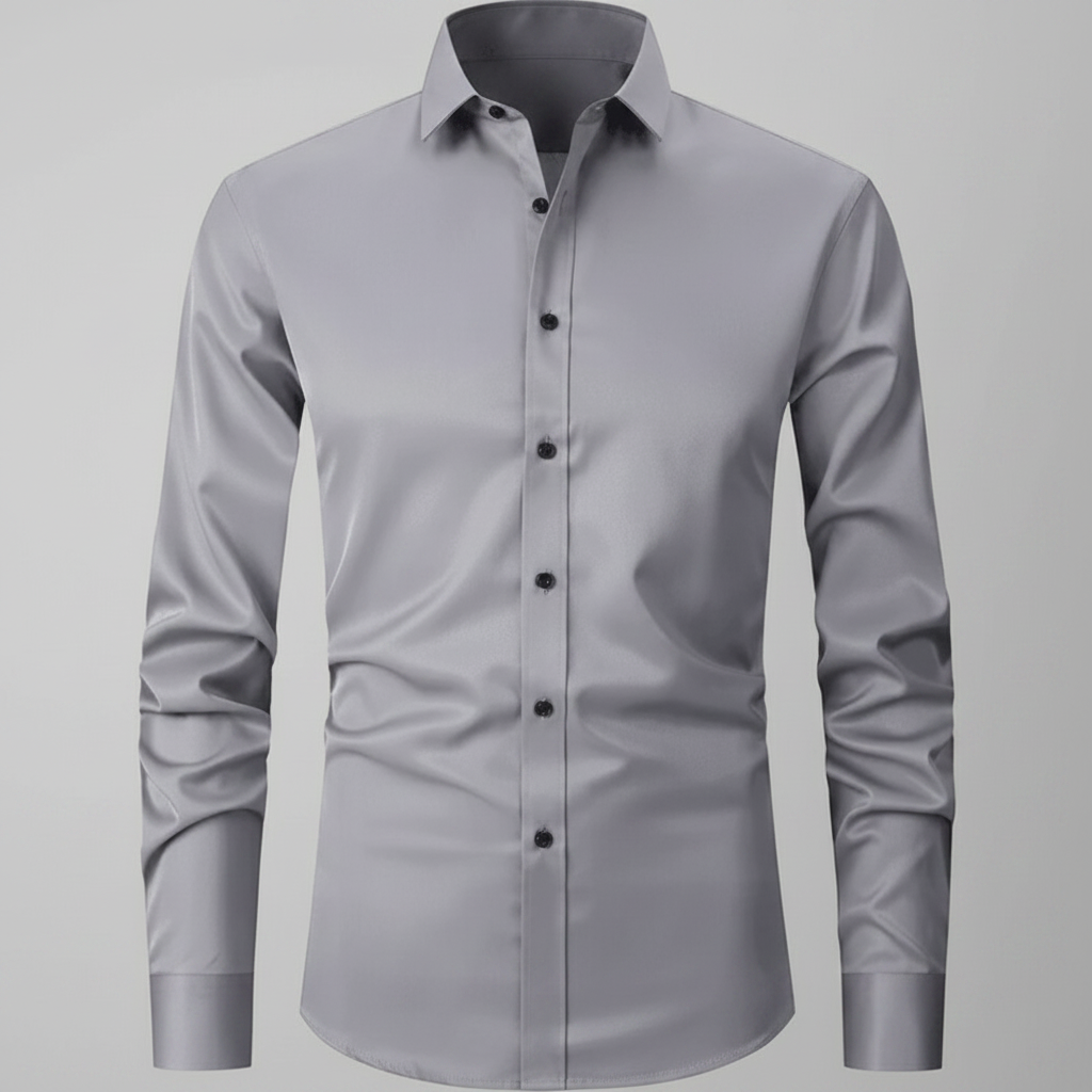 Mens Dress Shirt Stretch Fit Long Sleeve