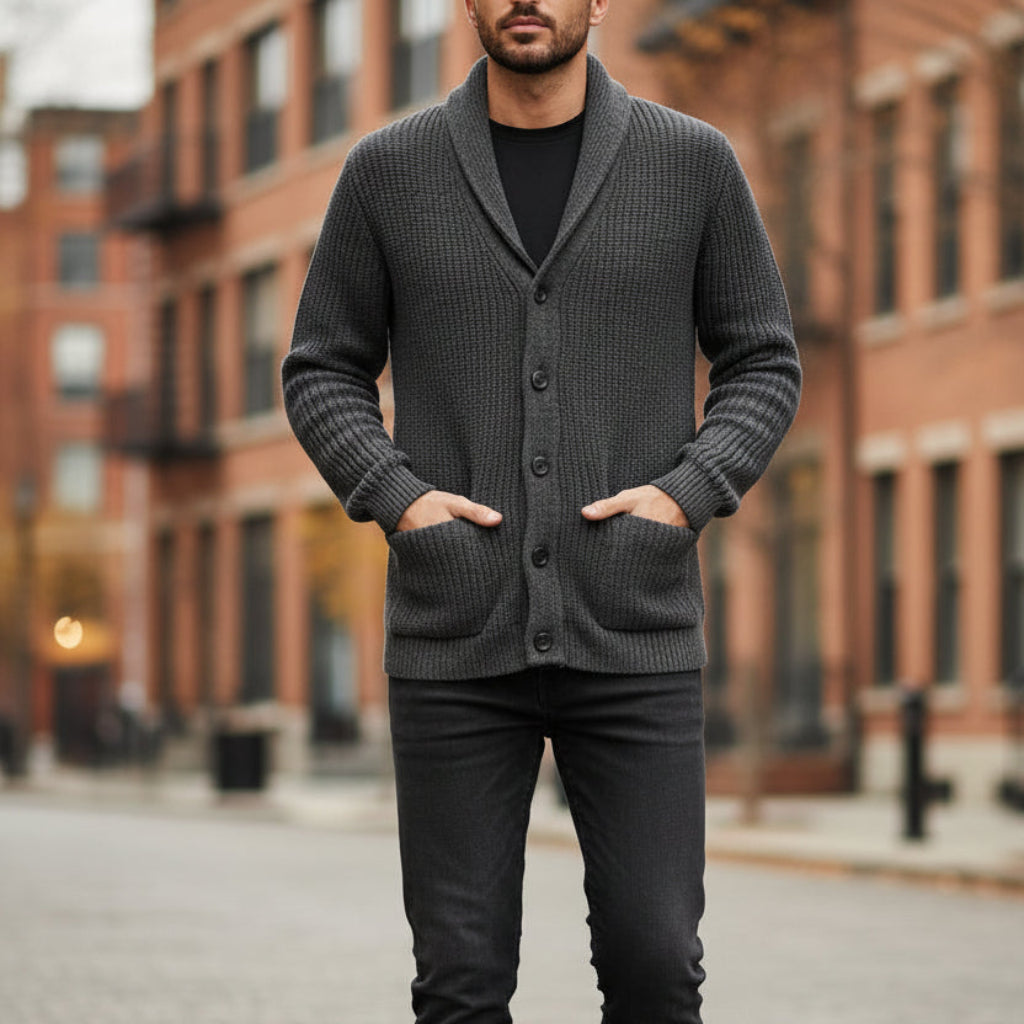 Men's Knitted Cardigan Shawl Collar Layering
