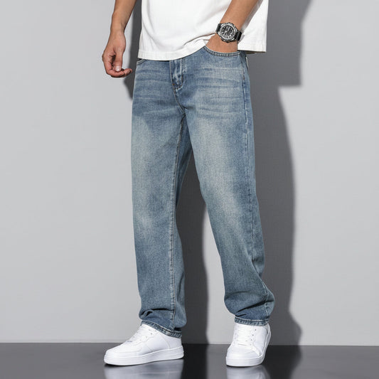 Men's Straight Leg Washed Jeans Casual Wear