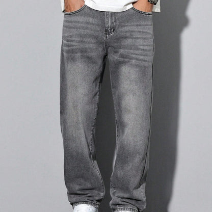 Men's Straight Leg Washed Jeans Casual Wear