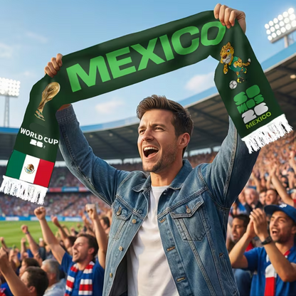 Mexico Flag Soccer Scarf Fringe Knit