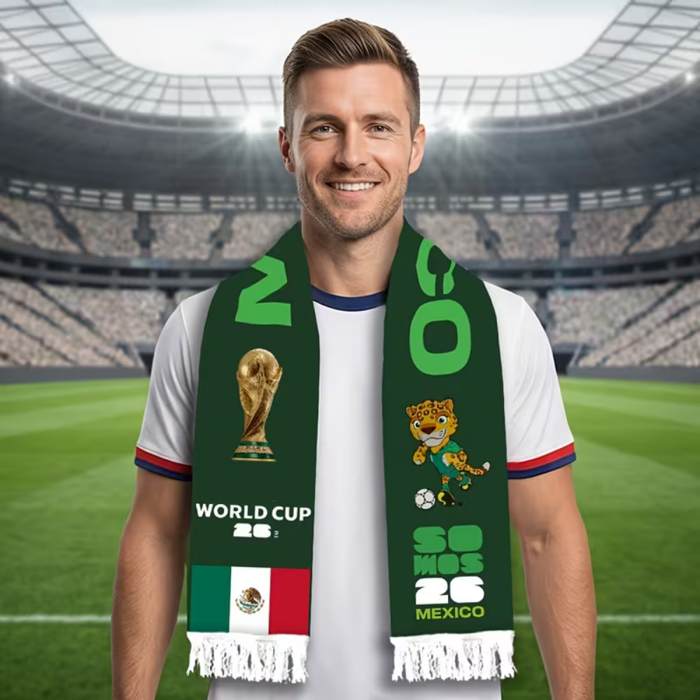 Mexico Flag Soccer Scarf Fringe Knit