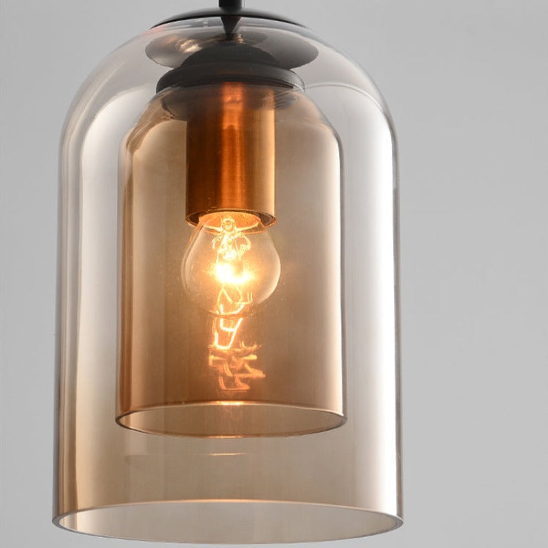 Mica Mid Century Pendant Lamp Double Glass