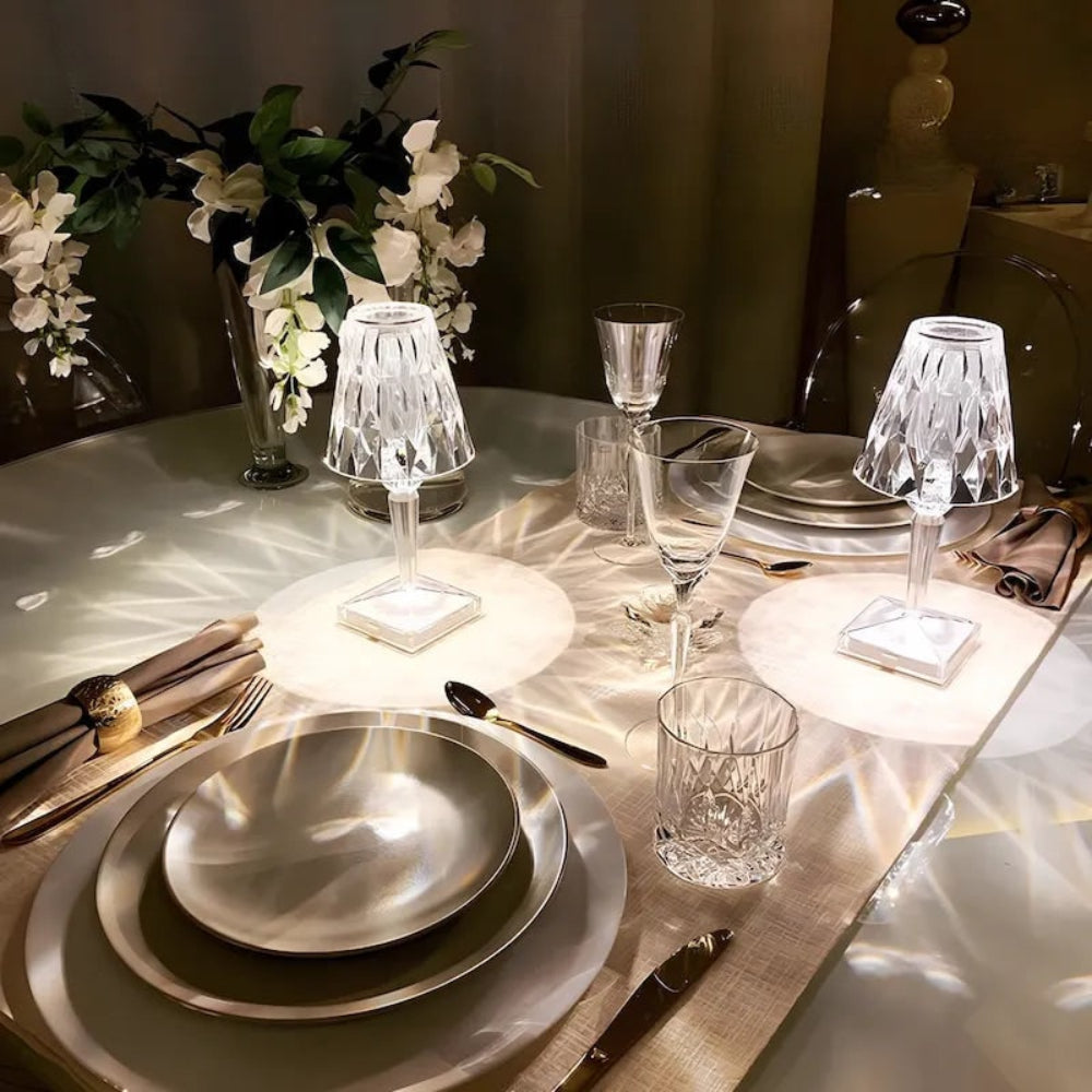 Table Lamp Crystal Rechargeable Touch