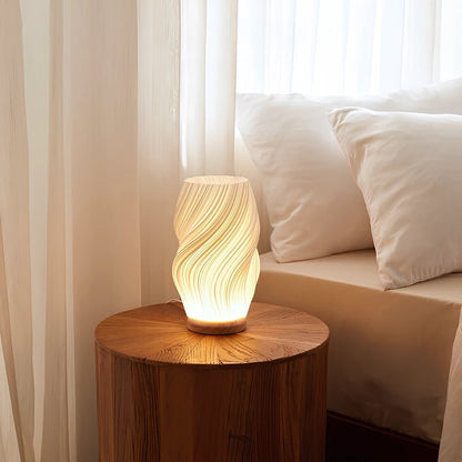 Table Lamp Modern Wave USB Dimmable Wood