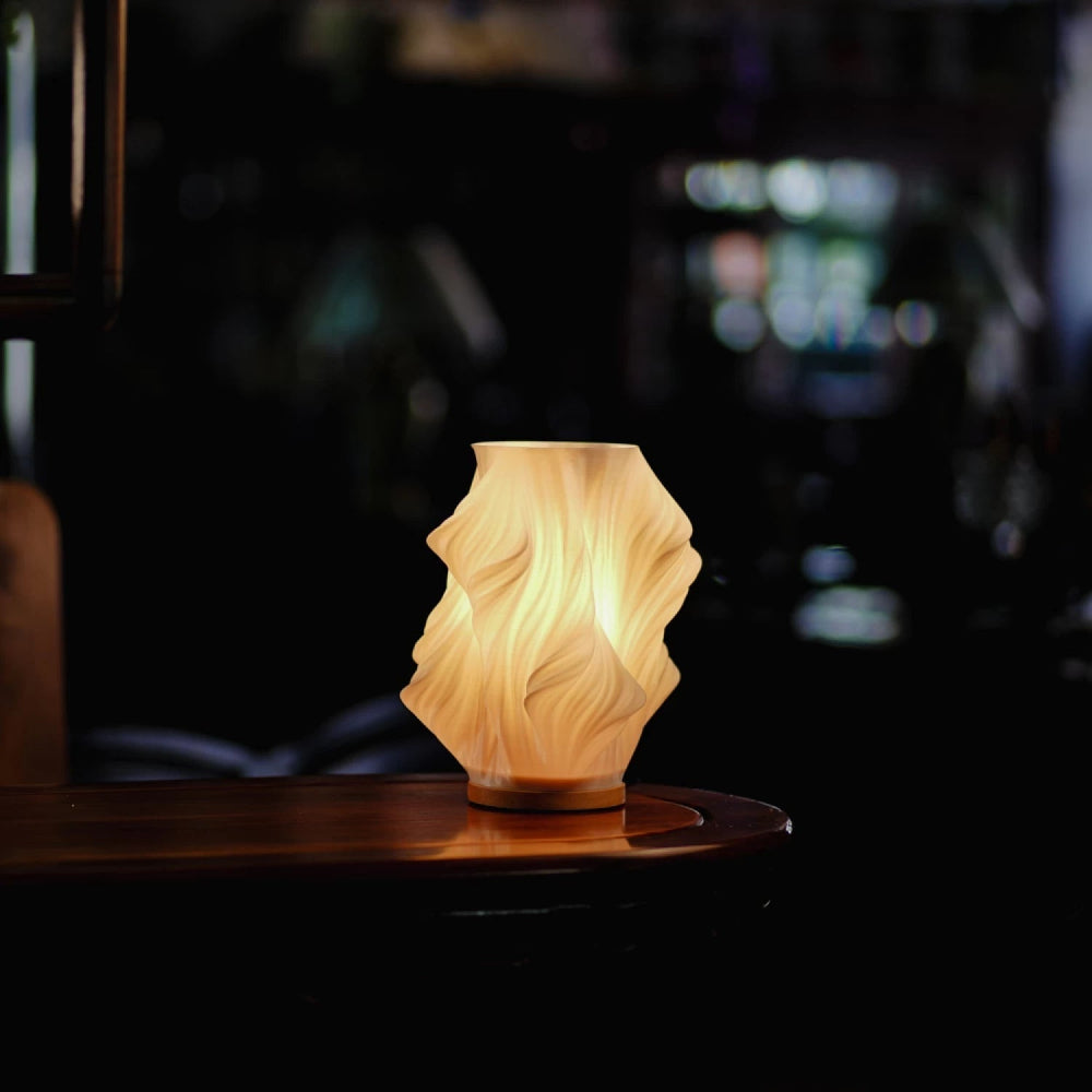 Table Lamp Modern Wave USB Dimmable Wood