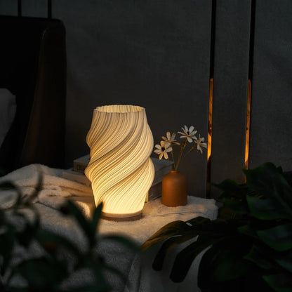 Table Lamp Modern Wave USB Dimmable Wood