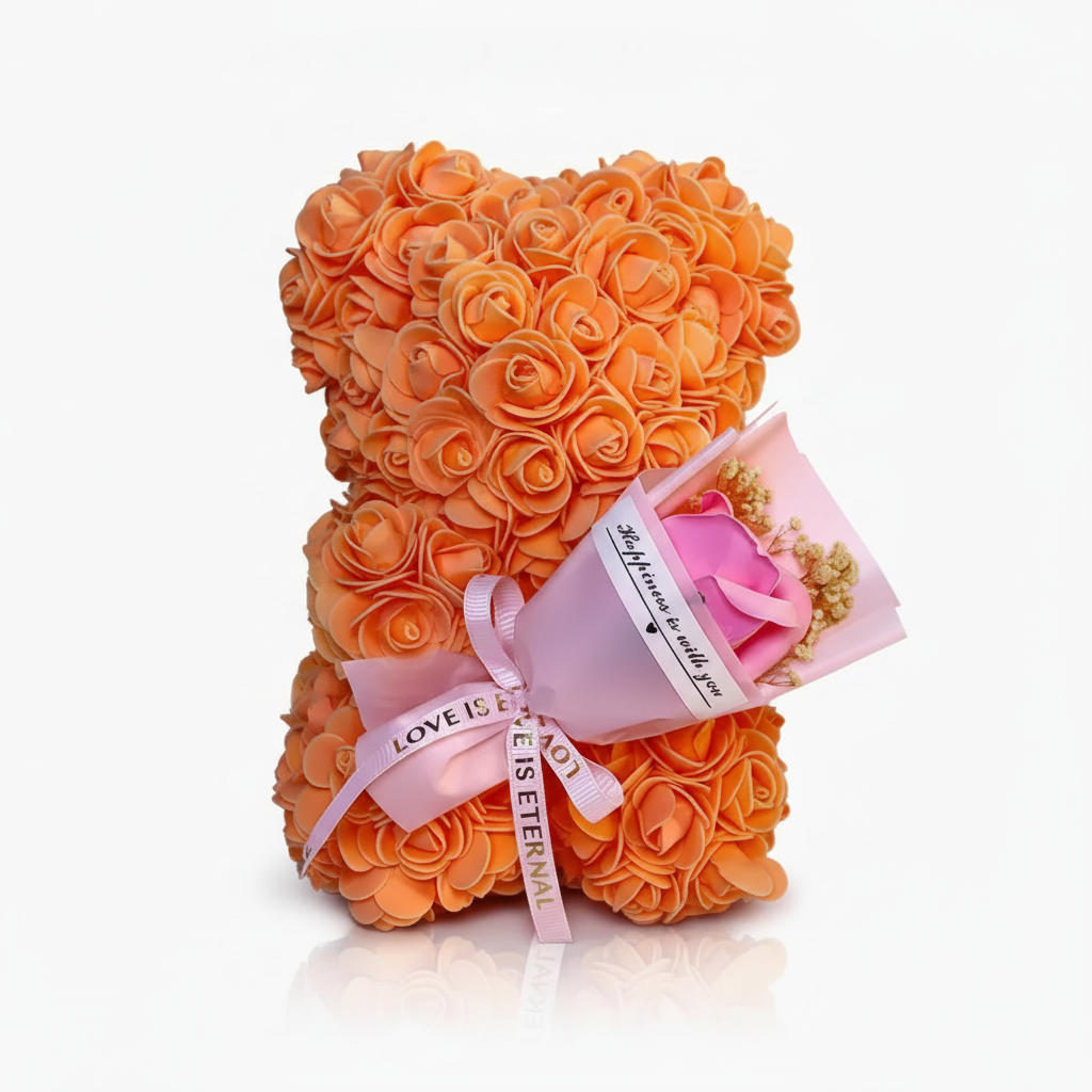 Table Decor Rose Bear Artificial Flower Gift