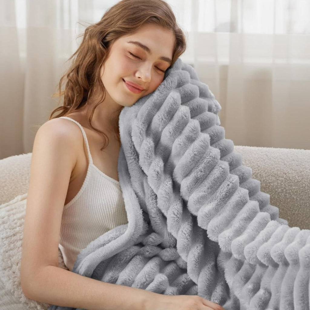 Throw Blanket Cozy Plush Soft Textured