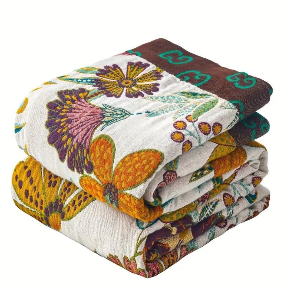 Throw Reversible Cotton Blanket Floral