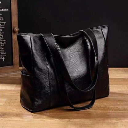 Tote Bag Faux Leather Shoulder Zip Pocket
