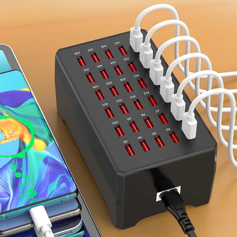 USB Charger 30 Port Multi Device Charging