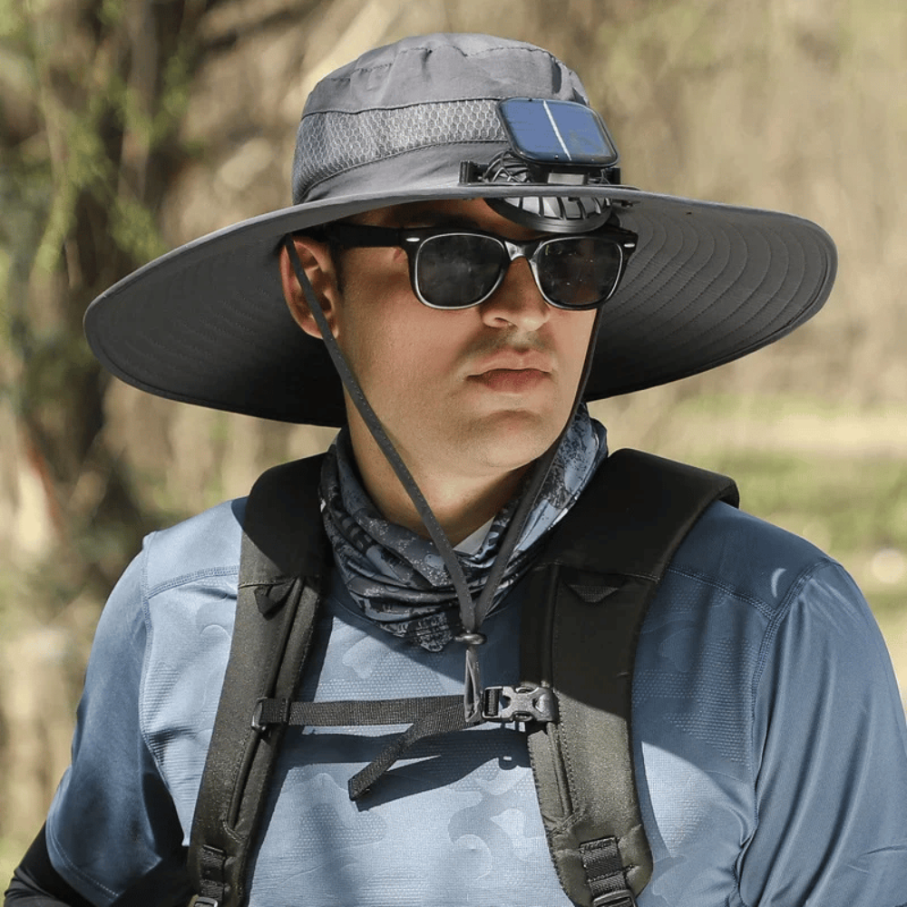 USB Fan Solar Hat Wide Brim UV