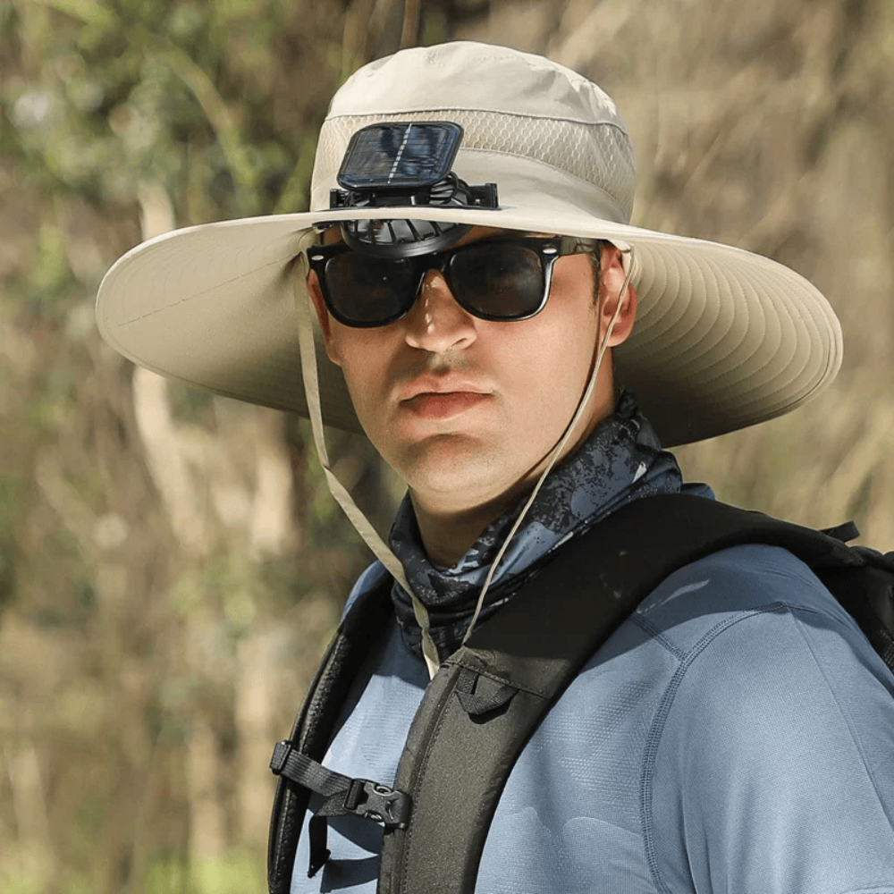 USB Fan Solar Hat Wide Brim UV