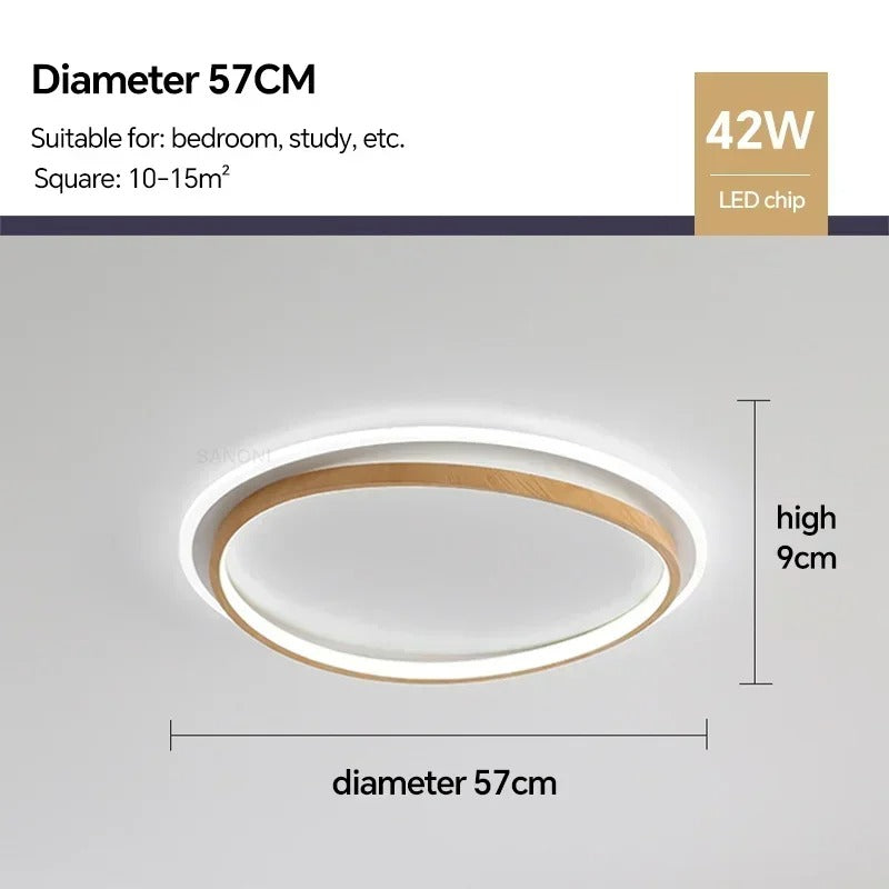 LED Modern Ceiling Lamp Walnut & Gold