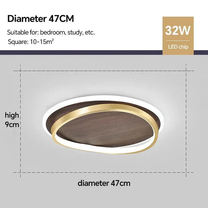 LED Modern Ceiling Lamp Walnut & Gold