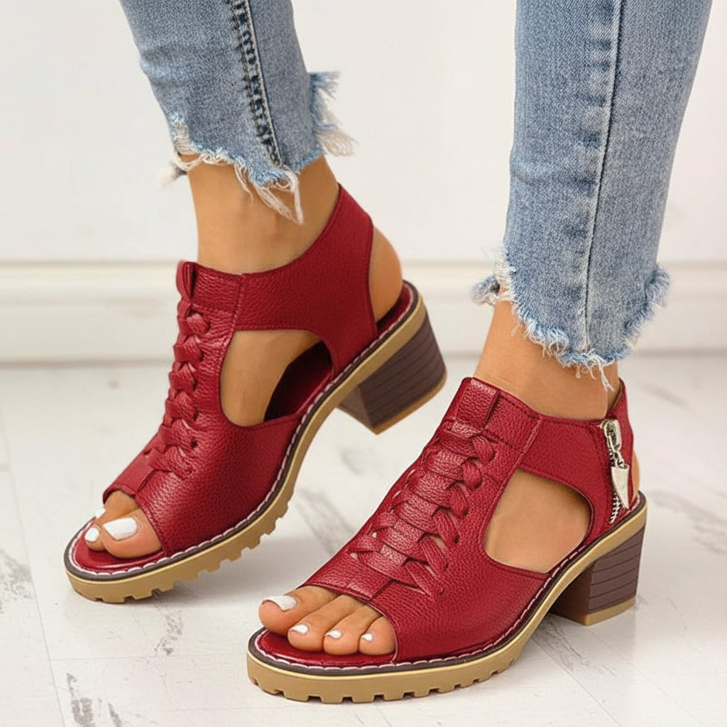 Women's Chunky Heeled Sandals Peep Toe