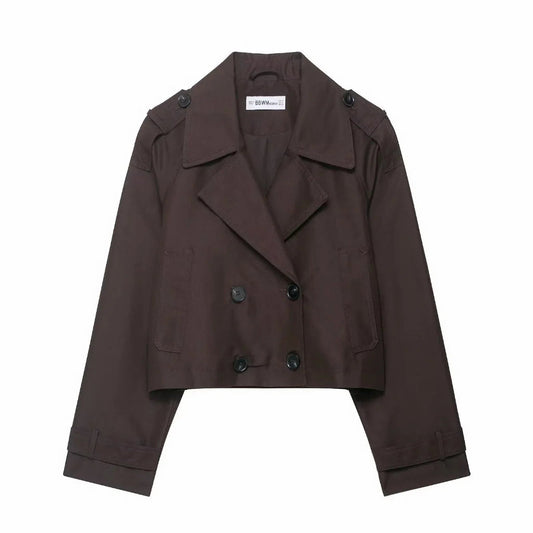 Women's Cropped Trench Coat Short Outerwear