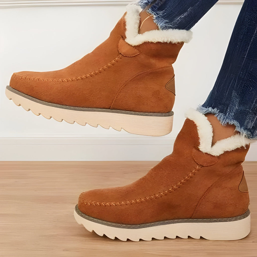 Women's Winter Ankle Slip On Boots Lined