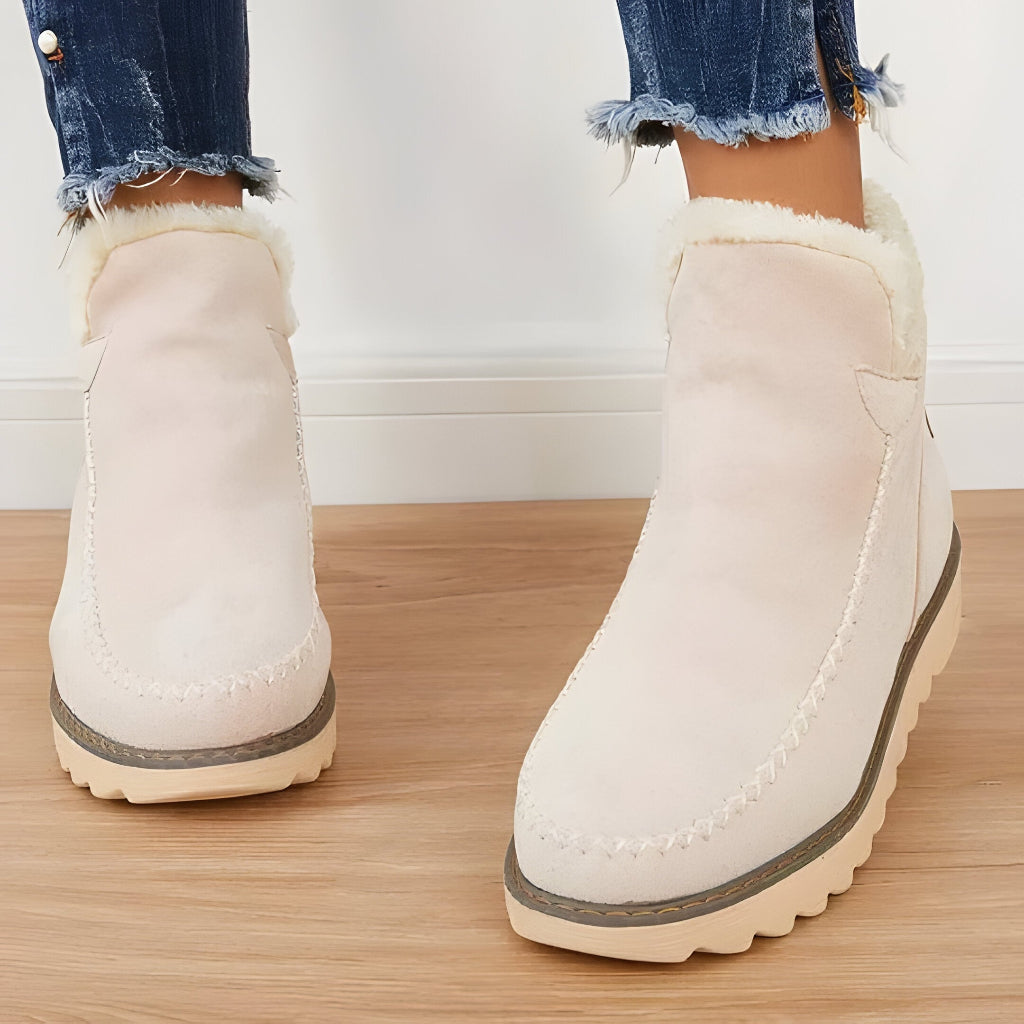 Women's Winter Ankle Slip On Boots Lined