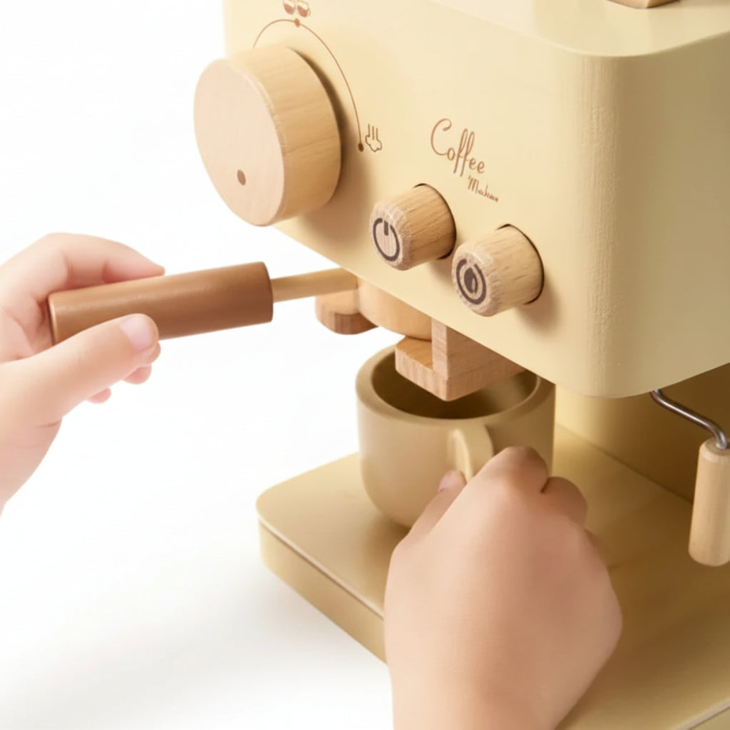 Wooden Coffee Machine Toy Toddlers Pretend