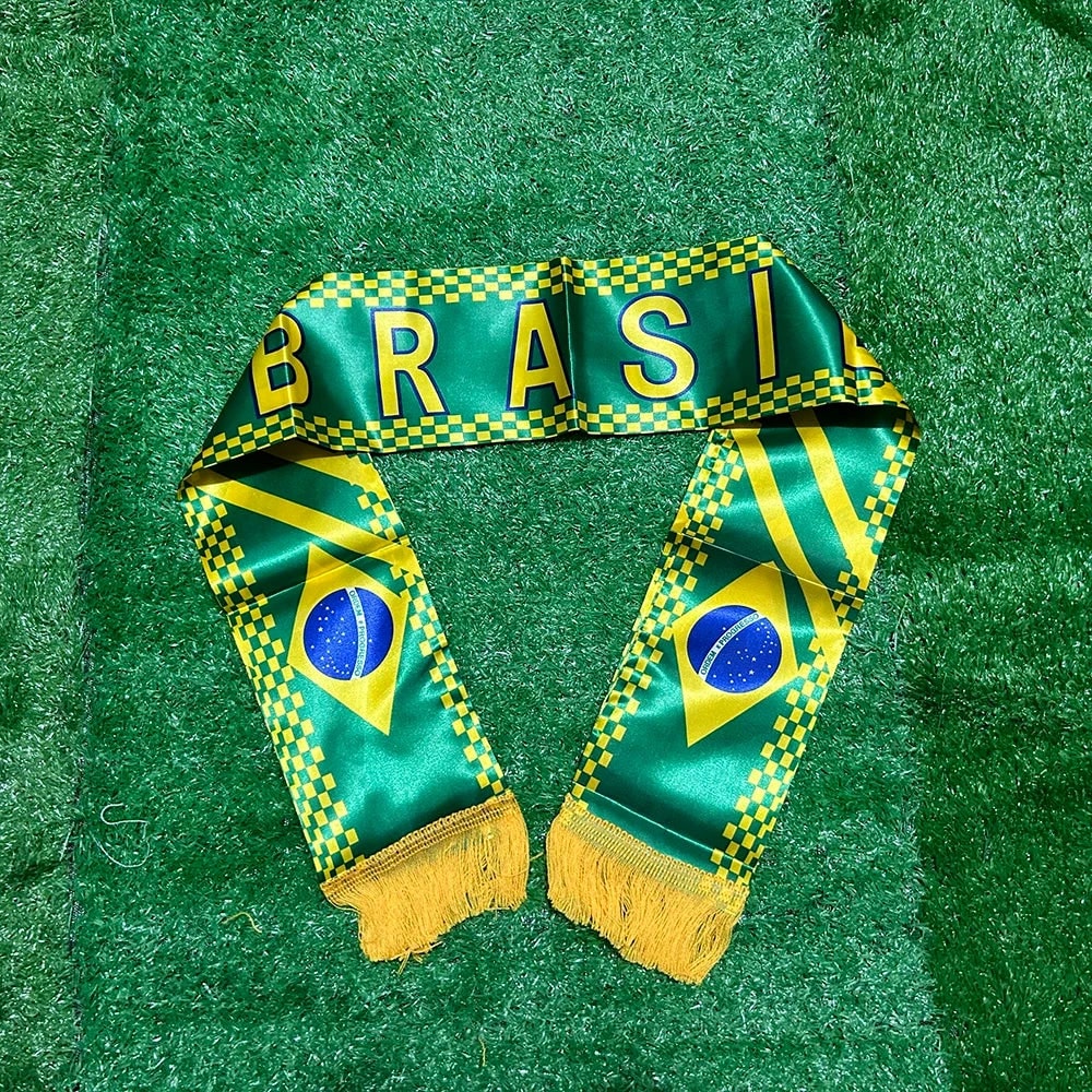 World Cup Brazil Flag Football Scarf Fringe