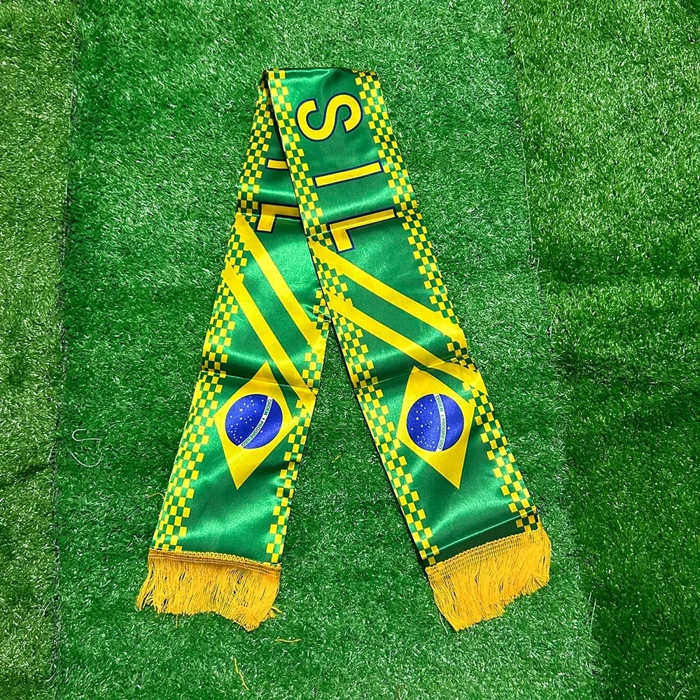 World Cup Brazil Flag Football Scarf Fringe