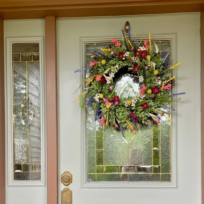 Wreath Front Door Spring Floral Seasonal