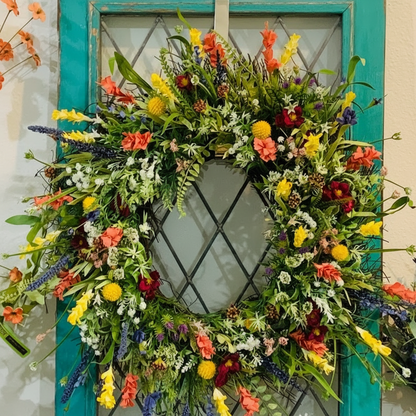 Wreath Front Door Spring Floral Seasonal